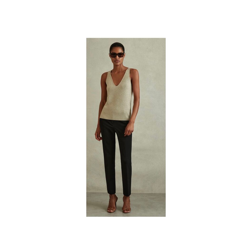 REISS Joanne Slim Fit Tailored Trousers in Black Size 10R